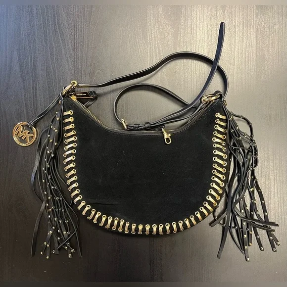 Michael Kors Black Shoulder Bag with Gold Accents - Picture 6 of 6